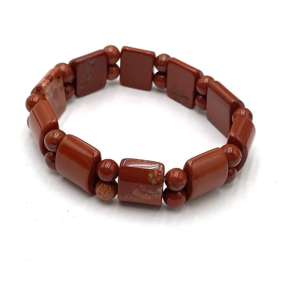 Bracelet Stretch Red Jasper Beads Red 6.25”Artisan